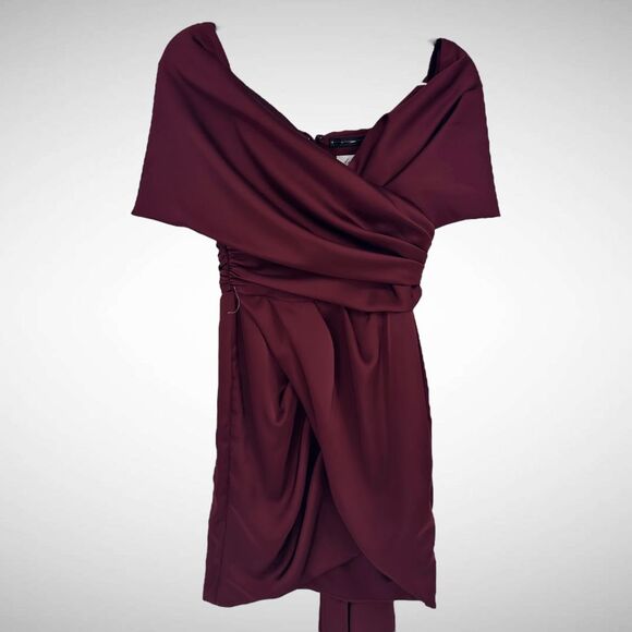Katie May Miss Jenn Draped Strapless Statement Mini Dress Size Small‎ Bordeaux - Picture 4 of 12